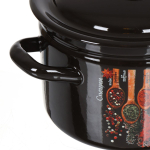 Кастрюля сталь, эмал, 2 л, с крыш, крышка сталь, с декором, Керчь, Карри, 41704-102/6-У4, корич