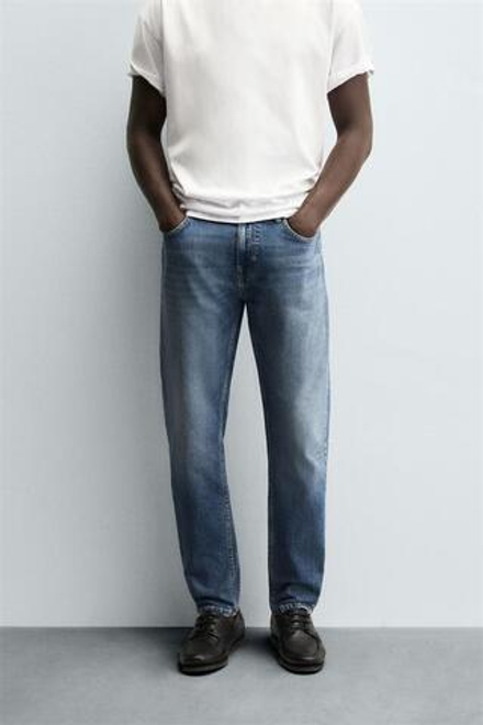 ZARA ДЖИНСЫ SLIM FIT БАЗОВЫЕ, ВЫЦВЕТШИЙ СИНИЙ