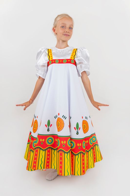 Дымковская Игрушка сарафан удлиненный для девочки 4