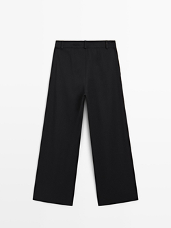 Massimo Dutti Брюки с широкими штанинами и защипами, темно-синий