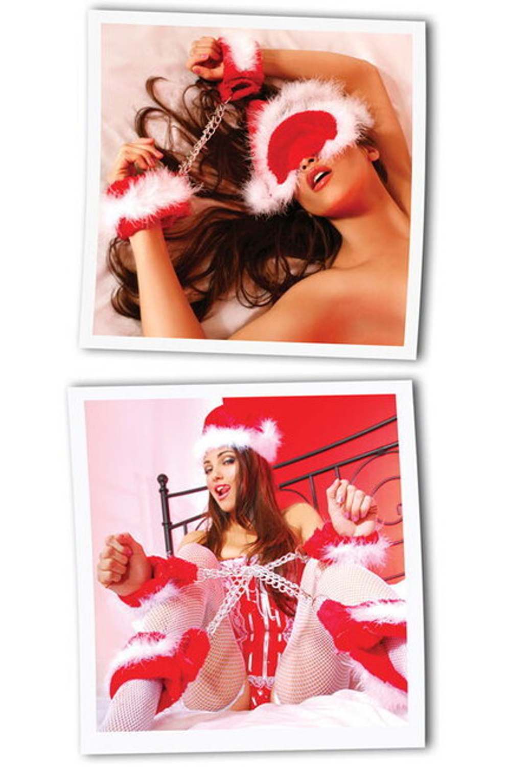 Комлпект фиксации новогодний Xmas Plush Cuff Set (Цвет: красный с белым)