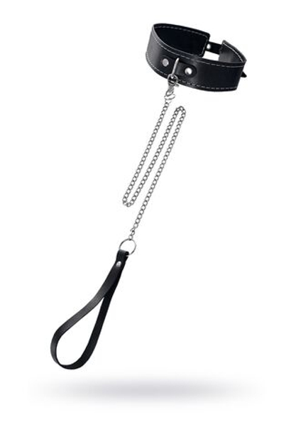 Кожаный ошейник с поводком Pecado, двухслойный, черный