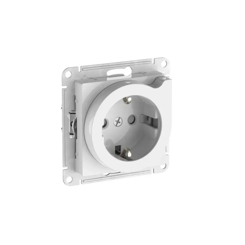 Atlas Design розетка с заземлением со шторками с выталкивателем, 16А,мех.,быстрозажим. клем., Белый