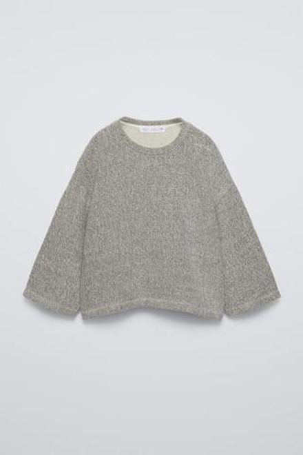 ZARA ФУТБОЛКА ИЗ ТКАНИ SOFT TOUCH, СЕРЫЙ С МЕЛАНЖЕВЫМ ЭФФЕКТОМ