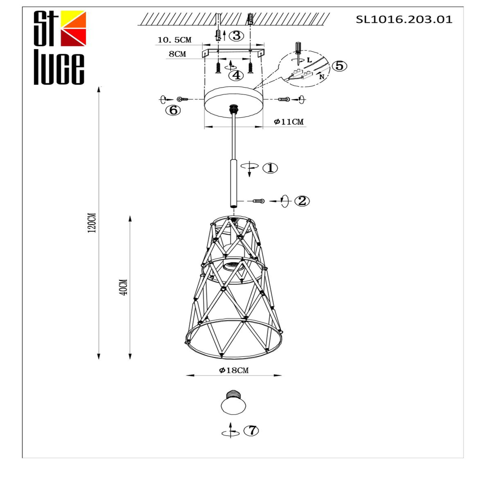 SL1016.203.01 Светильник подвесной ST-Luce Золотистый/Золотистый, Прозрачный E27 1*60W