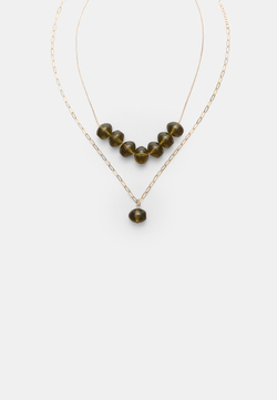 STRADIVARIUS Комплект из 2 ожерелий, оливково-зеленый