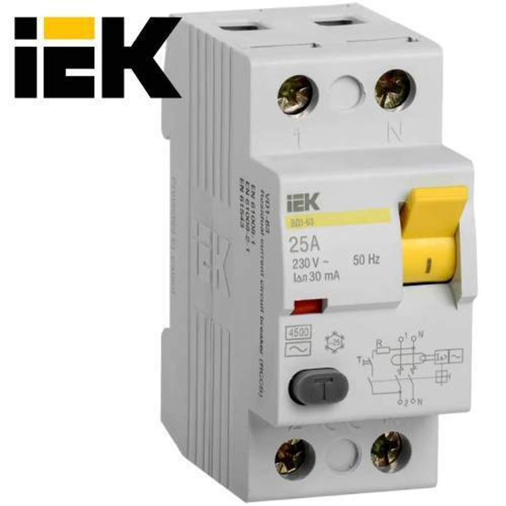 УЗО 2/25 А 30ма IEK (ВД1-63)