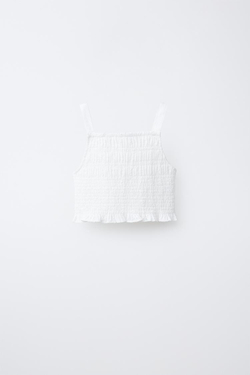 ZARA РУБАШКА И ТОП С ВЫШИВКОЙ ШИФФЛИ, ЖЕЛТОВАТО-БЕЛЫЙ