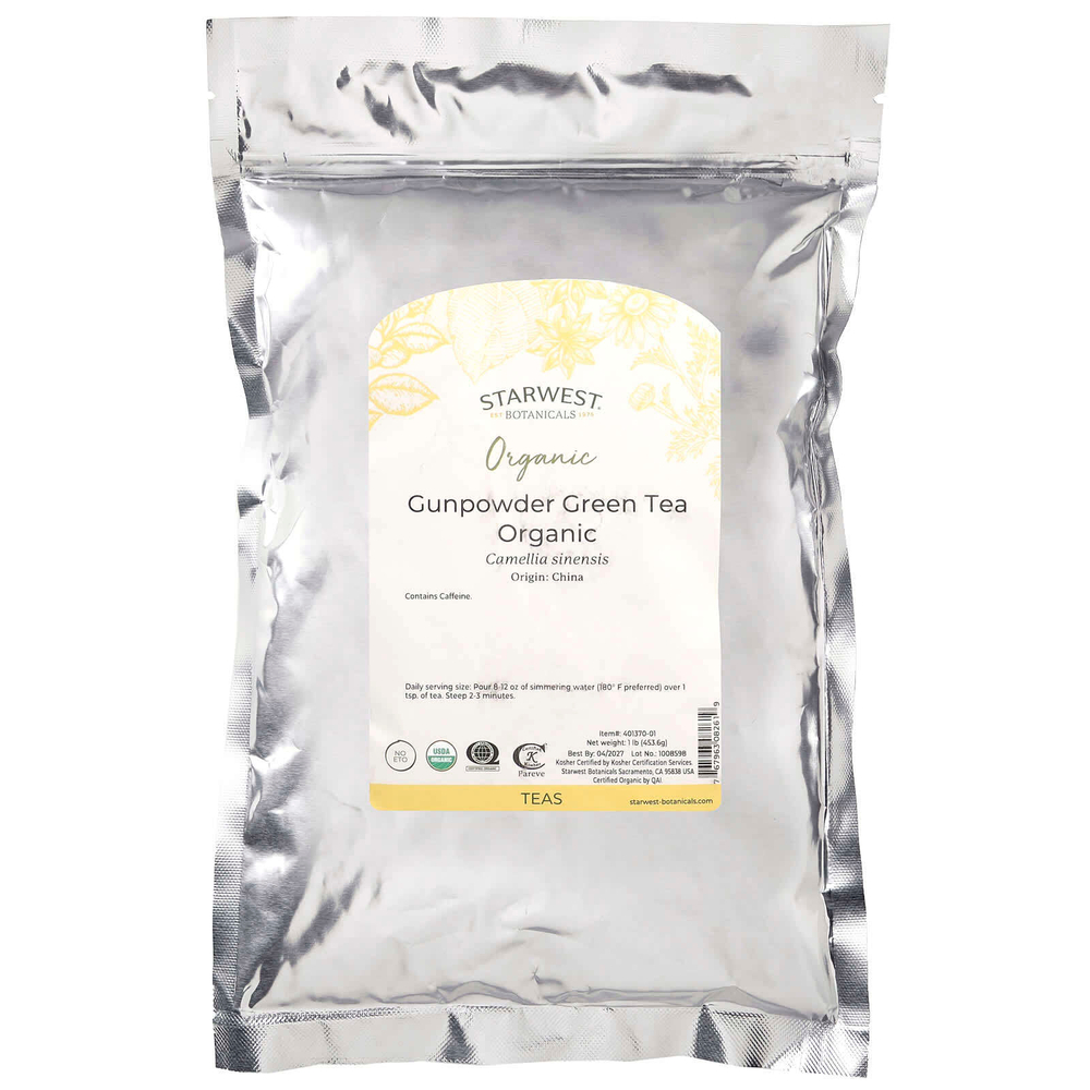 Starwest Botanicals, Цельный зеленый жемчужный чай, натуральный, 1 фунт