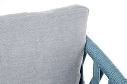 "Диего" кресло плетеное из роупа, каркас алюминий светло-серый (RAL7035) муар, роуп бирюзовый круглый, ткань светло-серая