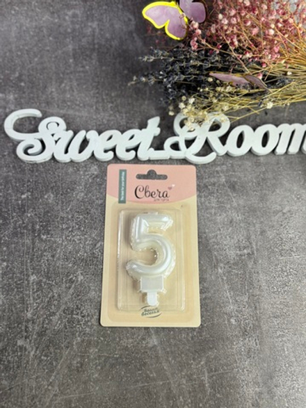 Свечи свеча Цифра 5 Воздушный шарик Жемчужный Перламутр 4,5х7 + 1см 1шт