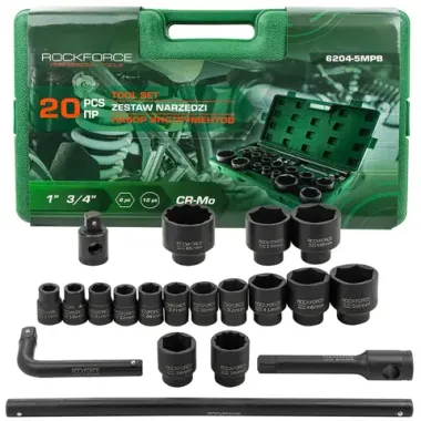 Набор инструментов 20пр. 3/4'', 1'' RockFORCE RF-6204-5MPB