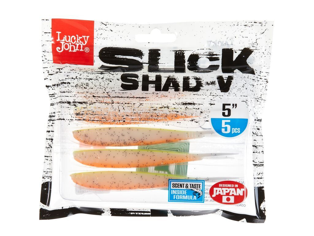 Виброхвост LJ 3D Slick Shad-V 5" (12.7 см), цвет 010, 5 шт.