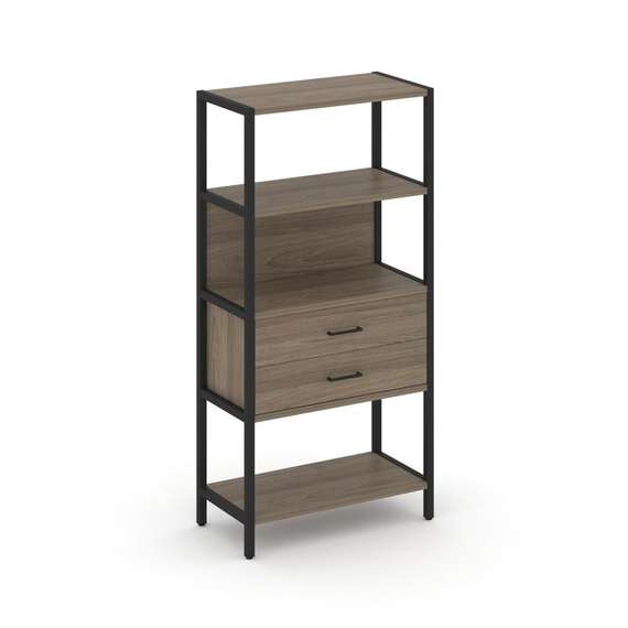 Shelf System Односекционный стеллаж четырехярусный с ящиками SN.STM-412 Вяз Благородный/Металл Черны