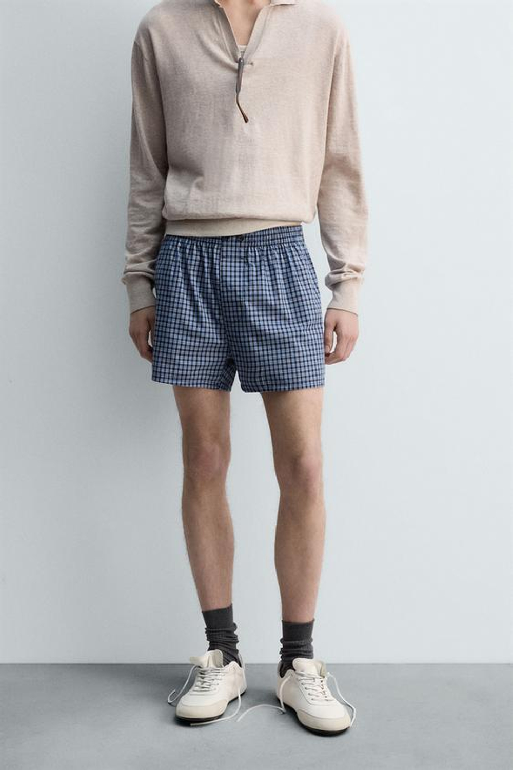 ZARA ТРУСЫ-БОКСЕРЫ ИЗ ПОПЛИНА В КЛЕТКУ - LIMITED EDITION, РАЗНОЦВЕТНЫЙ