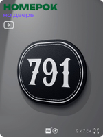 Номерок на дверь квартиры 791, для кабинета, офиса, шильдик 9 х 7 см, черный, Айдентика Технолоджи