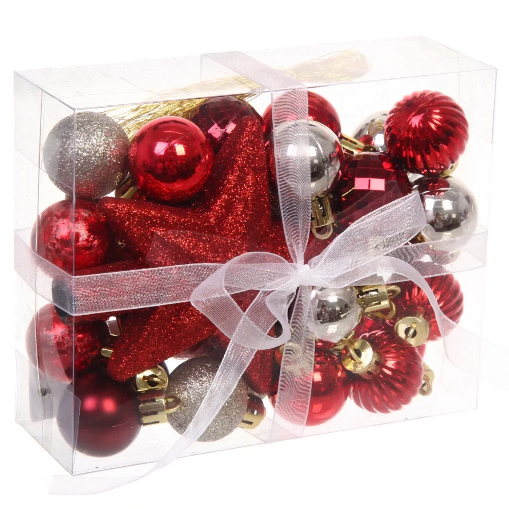 Набор ёлочных украшений «Brilliant pirouette» 30 предметов, Красный/Шампань