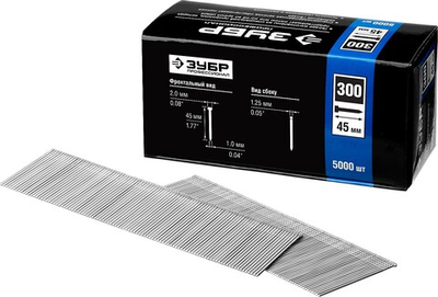 ЗУБР тип 18GA (47/300/F) 45 мм, 5000 шт, гвозди для нейлера, Профессионал (31830-45)