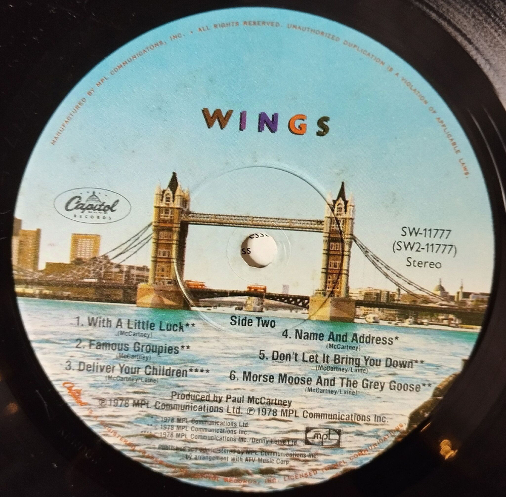 Винтажная виниловая пластинка LP Wings Paul McCartney London Town (USA 1978)