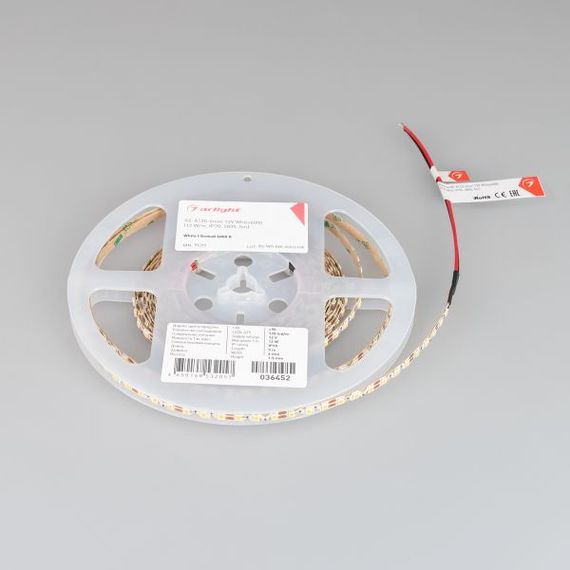 Светодиодная лента Arlight 12W/m 120LED/m 2835SMD холодный белый 5M 036452