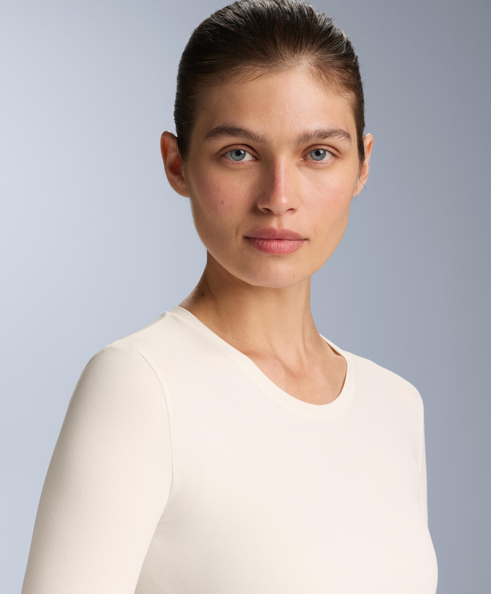 Oysho Бесшовная термофутболка базового слоя с длинными рукавами, экрю