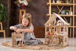 Конструктор-кукольный домик ХэппиДом "Коттедж с пристройкой и мебелью" из дерева