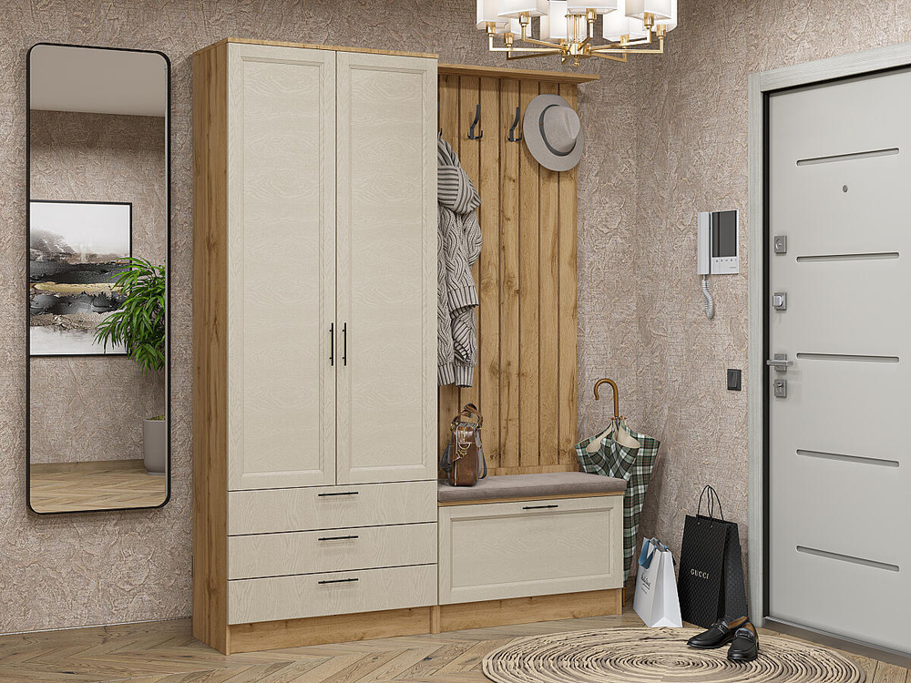 Прихожая Стиль-03 Cream Silkwood Дуб Вотан