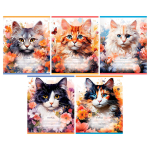 Тетрадь школьная А5 12л частая косая линия "Кошки"( BG)