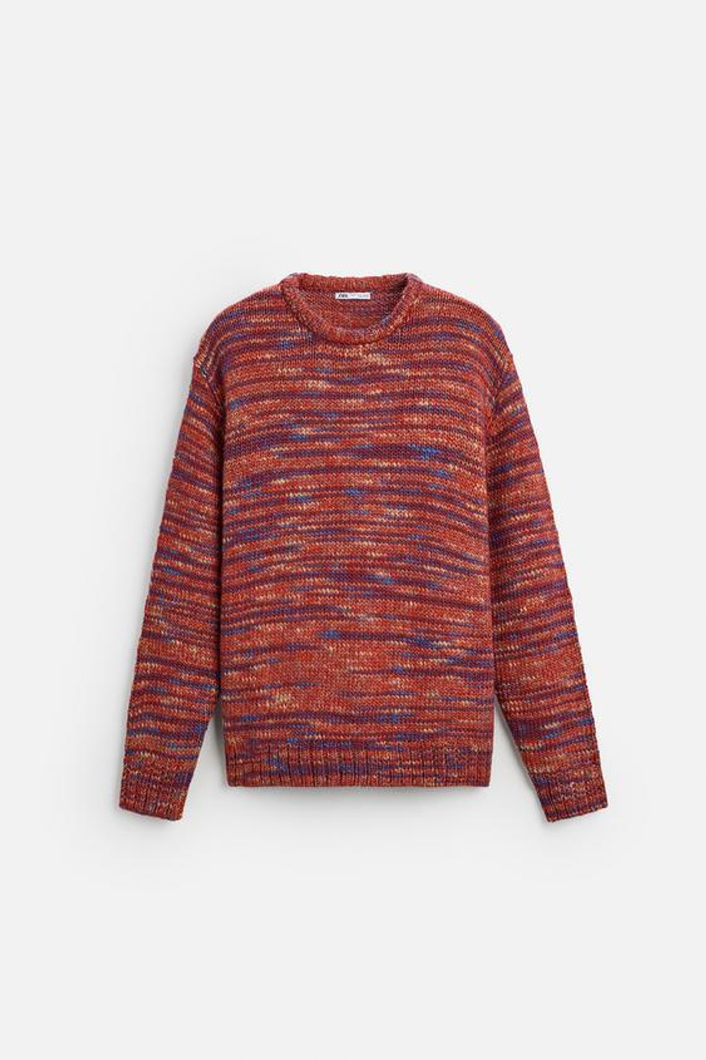 ZARA ШЕРСТЯНОЙ ЖАККАРДОВЫЙ СВИТЕР С УЗОРОМ, КРАСНЫЙ