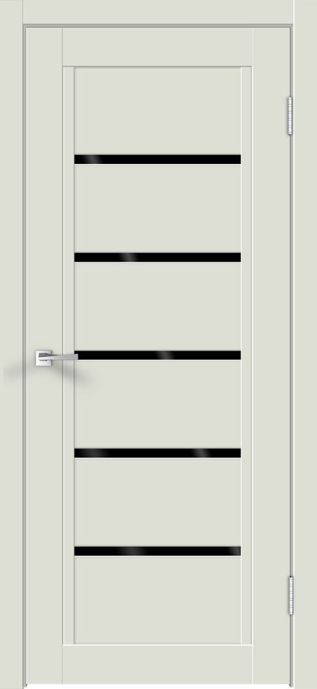 Дверное полотно Экошпон NEXT 1 700х2000 цвет Светло-серый Эмалит стекло Лакобель черное