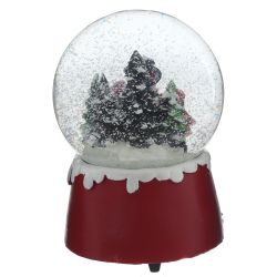 GAEM Фигурка декор в стекл шаре "Снеговик и дети" (муз ключ), D 10 см, L9,5 W10 H15 см