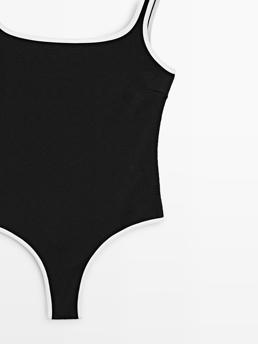 Massimo Dutti Комбинированный купальник из рельефной ткани, черный