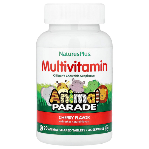 NaturesPlus, Animal Parade®, жевательные мультивитамины для детей, со вкусом вишни, 90 таблеток в форме животных