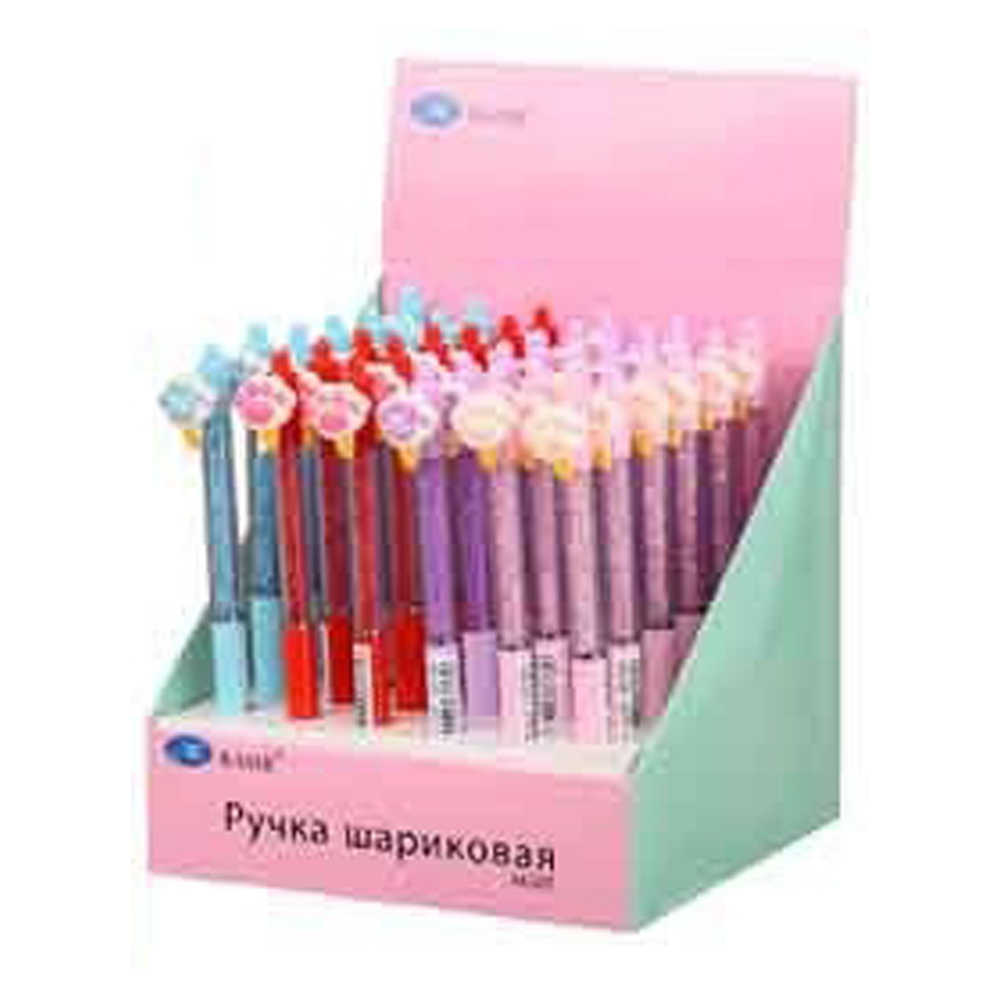 Ручка шариковая, автоматическая, Basir, синие чернила, серия "Лапки", с поворотным механизмом и стразами, 36 шт