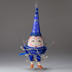 Ёлочная игрушка Клоун-яйцо в парчовом колпаке