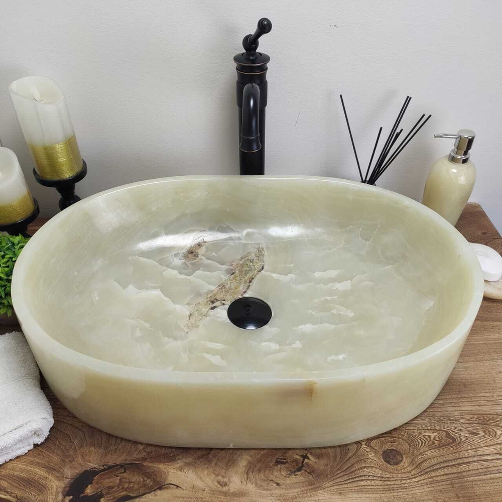Каменная раковина из оникса Oval Green Big OY-00809 (60*40*15см)