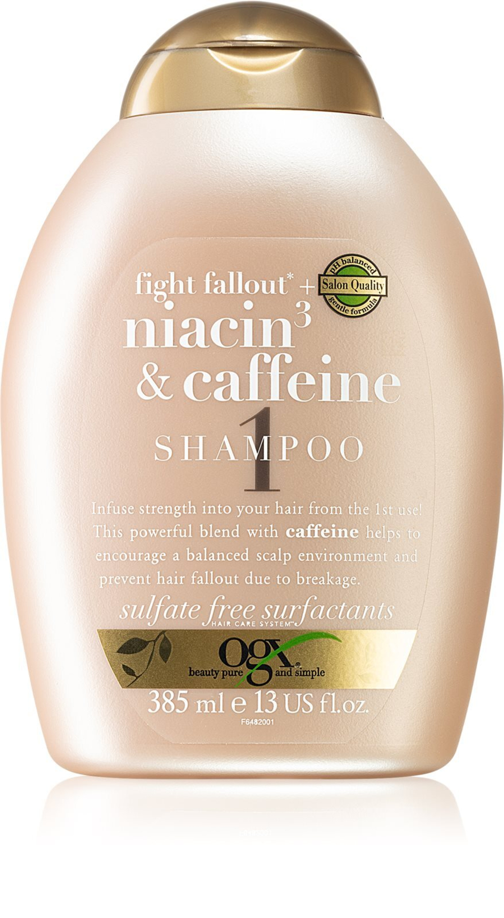 OGX Fight Fallout Niacin3 & Caffeine - укрепляющий шампунь против выпадения волос /   385  ml  / GTIN 3574661648200