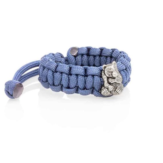 Браслет с шармом Панда из мельхиора - синий паракорд, вид 2