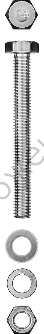 ЗУБР DIN 933 M8 x 100 мм, болт с гайкой и шайбами, 2 шт (303436-08-100)