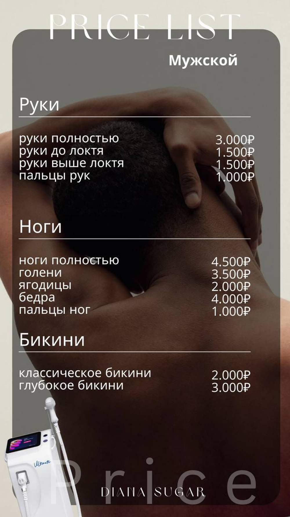 Лазерная эпиляция Мужской прайс