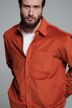 Рубашка из вельвета | terracotta