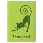 Обложка для паспорта STAFF, мягкий полиуретан, "Кошка", салатовая, 237614