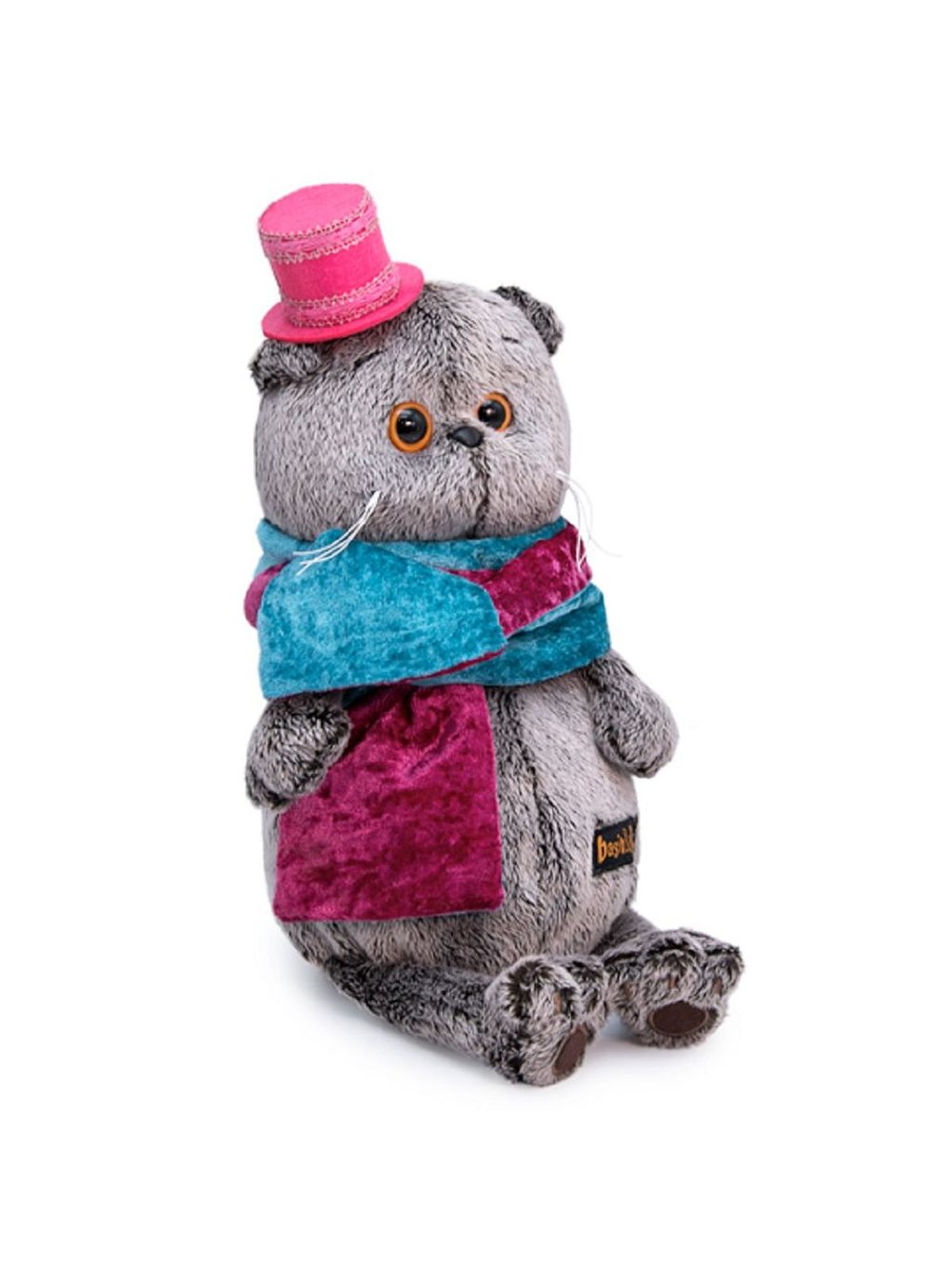 Мягкая игрушка Басик в бархатном кашне 25см