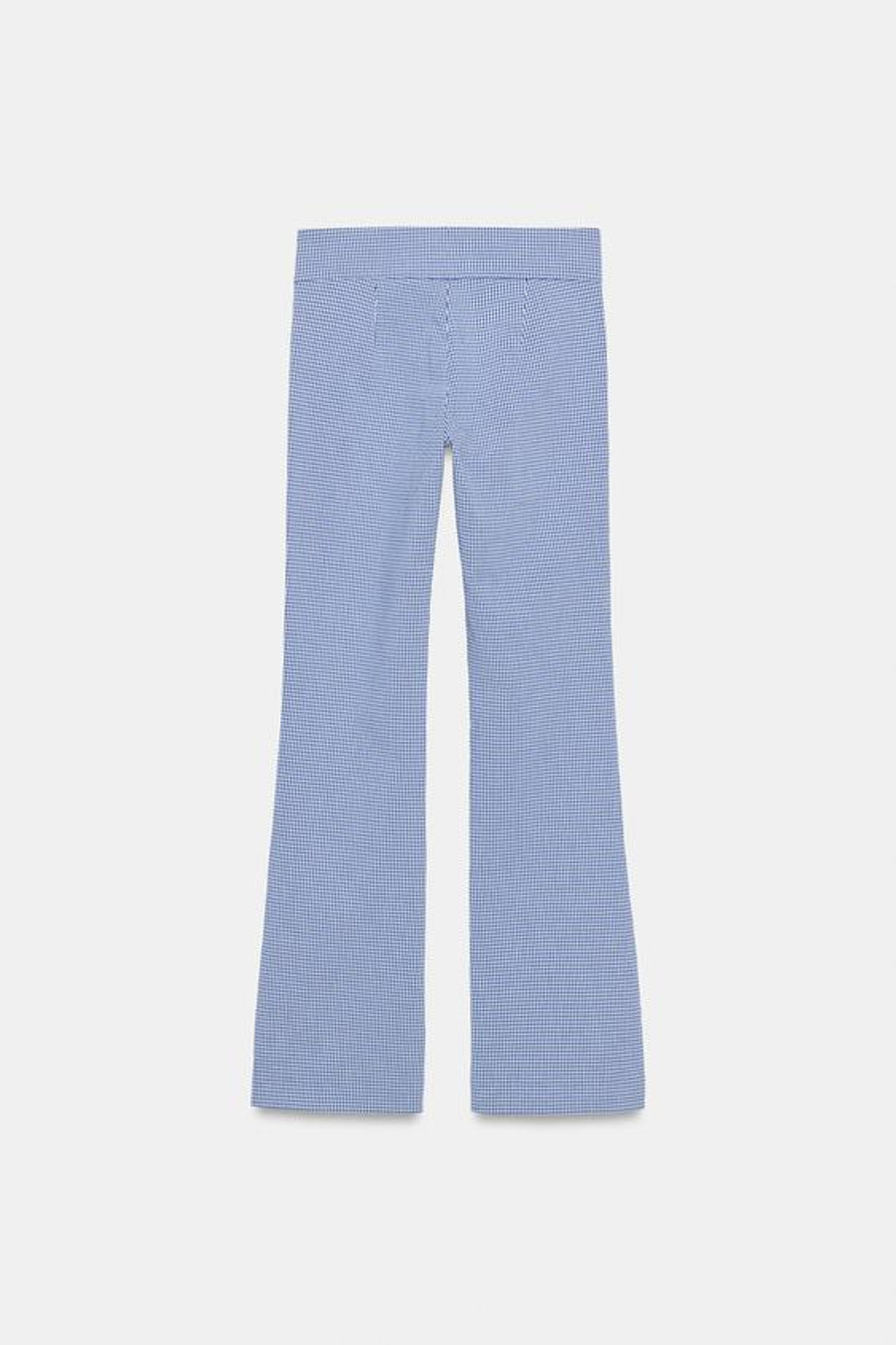 ZARA БРЮКИ FLARE В КЛЕТКУ ВИШИ, ТЕМНО-СИНИЙ/БЕЛЫЙ