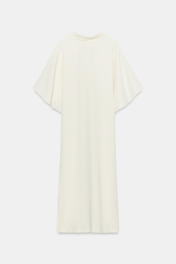 ZARA ПЛАТЬЕ МИДИ СВОБОДНОГО КРОЯ — ZW COLLECTION, СВЕТЛО-БЕЖЕВЫЙ