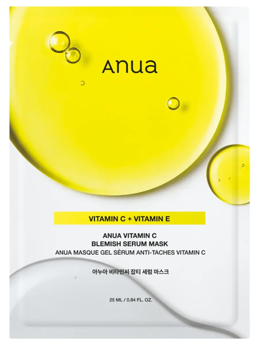 Anua Осветляющая тканевая маска с экстрактом зелёного лимона Vitamin C Blemish Serum Mask 25 мл