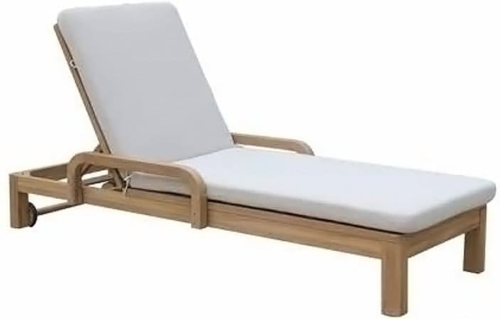 Шезлонг деревянный с матрасом Tagliamento Rimini, натуральный, бежевый