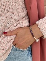 Браслет Nature Bijoux, Copenhague, с жемчугом, аметистом, яшмой, розовым кварцем и морской раковиной. Регулировка длины.
