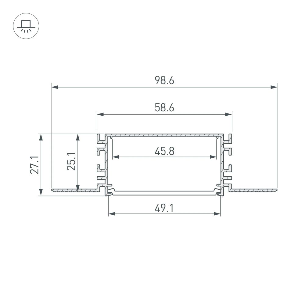 Профиль FANTOM-W49-2000 ANOD (Arlight, Алюминий) 046430