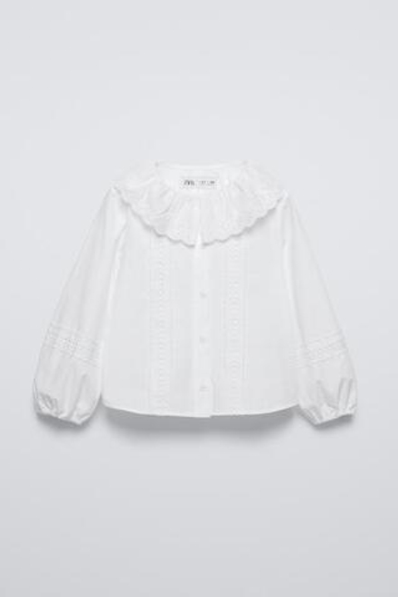 ZARA РУБАШКА С ВЫШИВКОЙ, БЕЛЫЙ